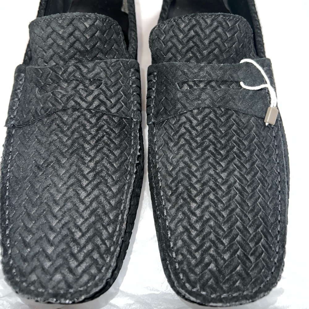 Gold brothers size 10 black suede loafers made in Italy top quality